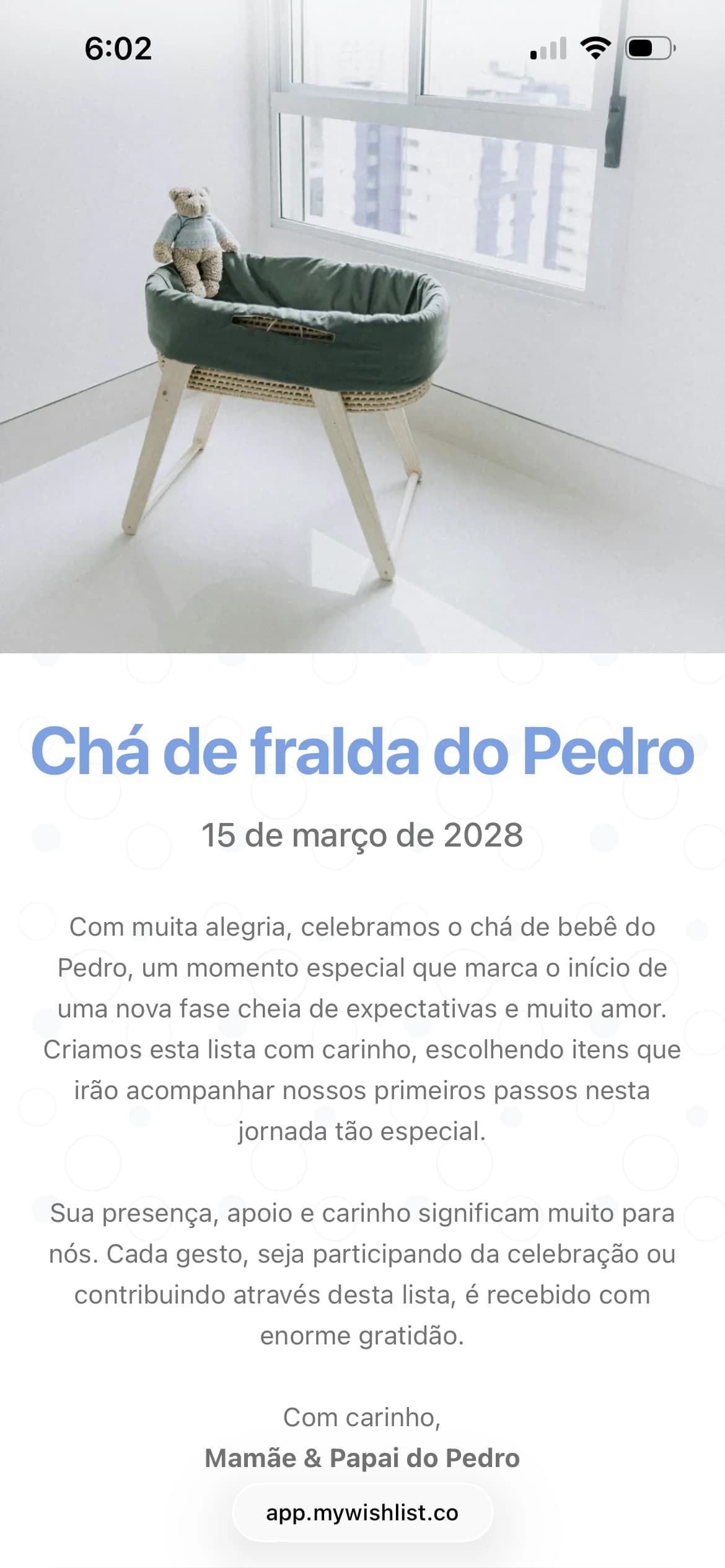 Exemplo de lista de aniversário